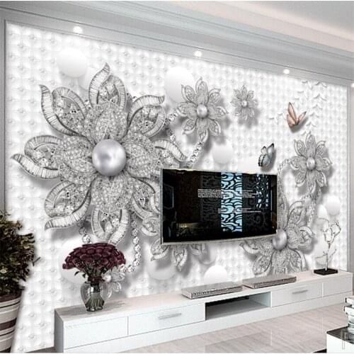 Beibehang Custom photo mural 3d high-definition simple luxury 3D jewelry flowers TV background wall home decoration wall paper