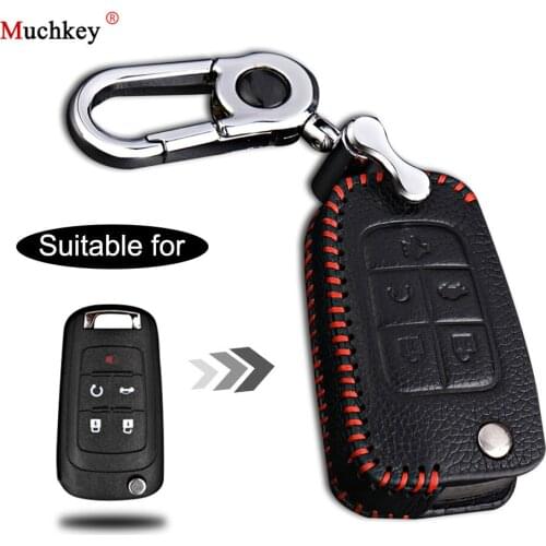 Leather Remote Case Car Key Bag Cover for OPEL 5 Buttons Folding Key Luxury Genuine Hand Sew Red Line 1PC Type C