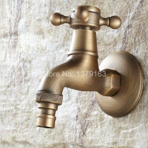 Cross Handle Antique brass Wall Mounted Mop Water Tap Garden Washing Machine Copper Faucet aav102