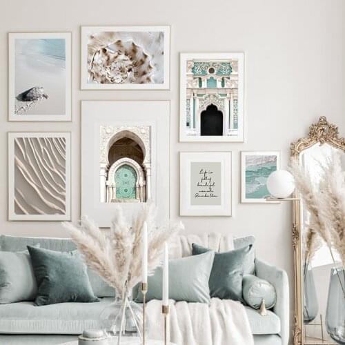 Moroccan Door Sea Turtle Beach Shell Landscape Art Canvas Painting Nordic Posters And Prints Wall Pictures For Living Room Decor