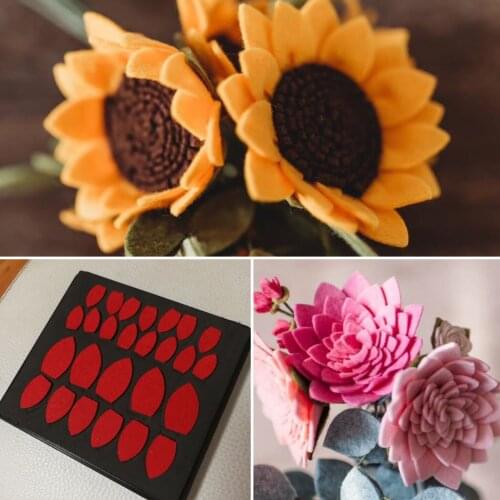 Sunflower cutting die for fabric and felt creations SMR-FL0018 wooden steel rule with back case