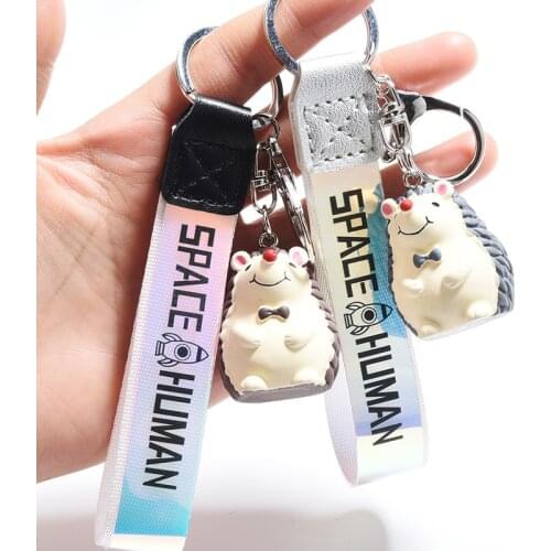Cute Hedgehog Keychain for Women Animal Resin Car Bag Pendant Key Ring Key Holder Trendy Jewelry Bag Accessories Lovely Gift