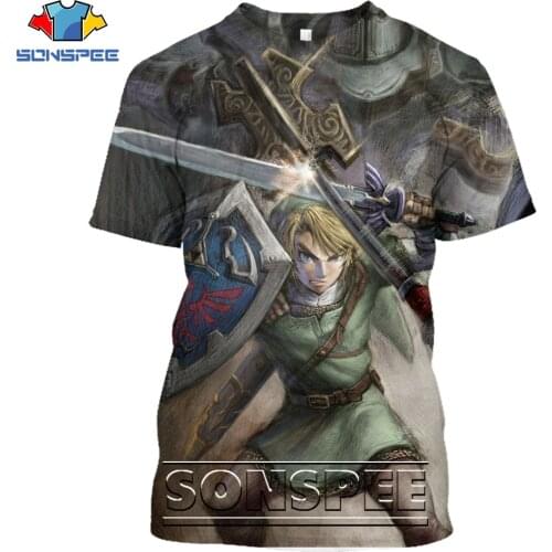 SONSPEE 3D DR Zelda Game Fashion Casual Loose Original Collar T-shirt Men and Women Popular Hip Hop Trend Street Personality