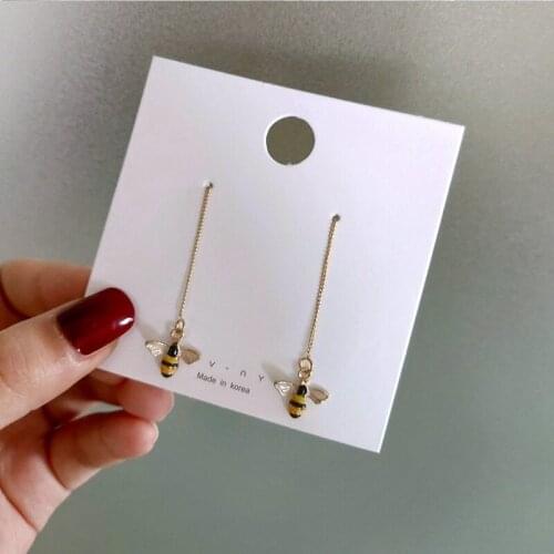 Fashion Cute Bee Shape Women Earring Gold Plated Available Daily Holiday Stylish Jewelry Simple Honeybee insect Drop Earring