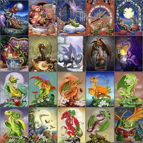Cross stitch dirll drawing 5d diamond painting kit set Western dragon color animal flower butterfly complet full square mosaic