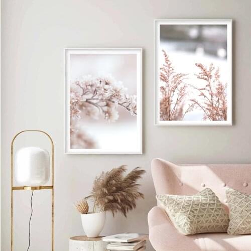 Autumn Winter Dry Flowers Canvas Painting Withered Trees Frost Landscape Posters and Prints Nordic Wall Art Pictures Home Decor