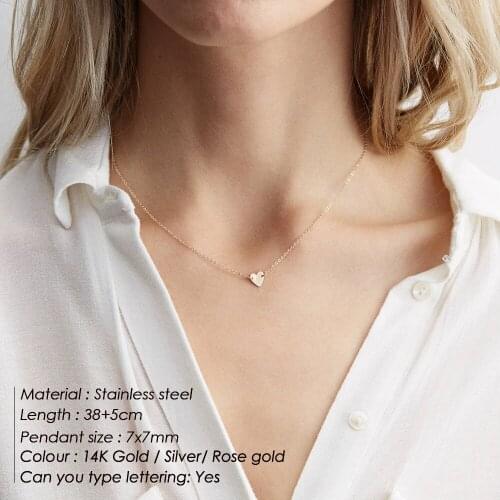43cm Stainless Steel Lettering Heart-shaped Necklace for Women Wedding Gift Date Rose Gold Color Necklaces Fashion Jewelry