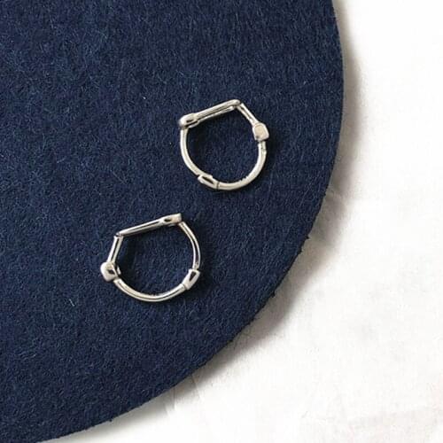 Paperclip Huggie Round Silver Color Simple Small Hoop Earrings For Women Korean Trendy Circle Jewelry Gifts SD2241