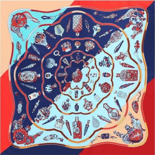 POBING 70cm*70cm China Silk Road Small Square Scarves Hijab Luxury Brand Women 100% Twill Silk Scarf 2017 Lady Headband Foulard