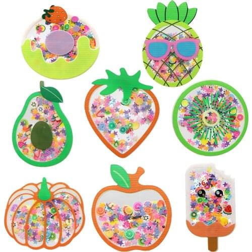 Transparent Fruit Quicksand Shakers Acrylic Transparent Resin DIY Jewelry Making Hair Clip Accessories Hair Bow,10Yc12085