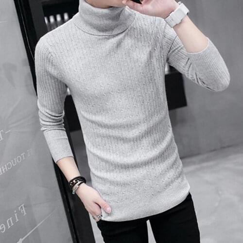 Sweater Casual Men Winter Solid Color Turtle Neck Long Sleeve Twist Knitted Slim Sweater Knitted Sweaters Pullover Men Knitwear