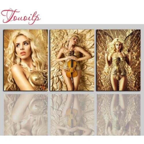 Triptych full diamond paintings cross stitch kits,square/round diamond mosaic Sexy lady diamond Embroidery puzzle 5d stickers