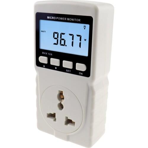 Wattmeter Power Meter Monitor with Plug-in Socket Design Watt Voltage Current Frequency Electricity Consumption Meter