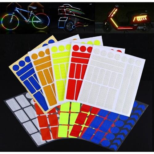 1Pc Safty Warning MTB Bike Reflective Stickers Tape Fluorescent Motorcycle Bicycle Reflector Cycling Wheel Rim Night Film Decal