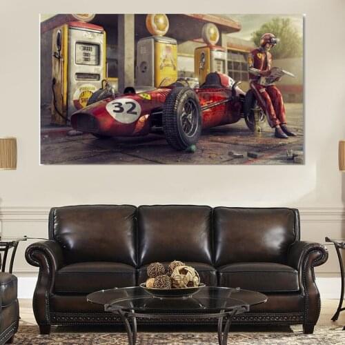 Vintage Car Poster Ferraris Classic Racing F1 Race Car Artwork Wall Art Picture Print Canvas Painting For Home Living Room Decor