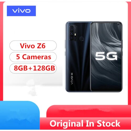 Original Vivo Z6 5G Mobile Phone Snapdragon 765G Android 10.0 6.57" 2400x1080 8GB RAM 128GB ROM 48.0MP 5000mAh 44W Fast Charger