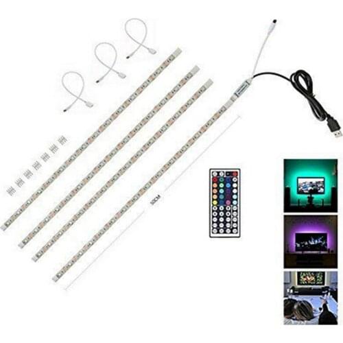 Non Waterproof 4X50cm 2x50cm+2x100cm 5V USB RGB LED Strip Light 5050 SMD LED Fairy TV Background strip lighting Kit 44key Remote