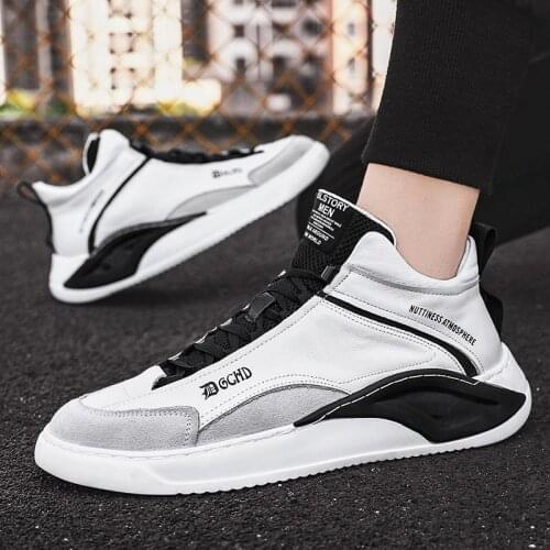 High Top PU Leather Sports Shoes for Men White Sneakers Mens Running Shoes Sport Man Sneakers Jogging Walking Male Gym GMB-1171