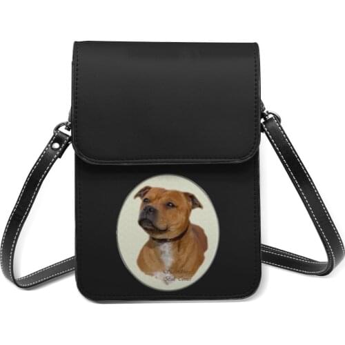 Staffordshire Bull Terrier Shoulder Bag Reusable Leather Travel Mobile Phone Bag Woman Gifts Bags