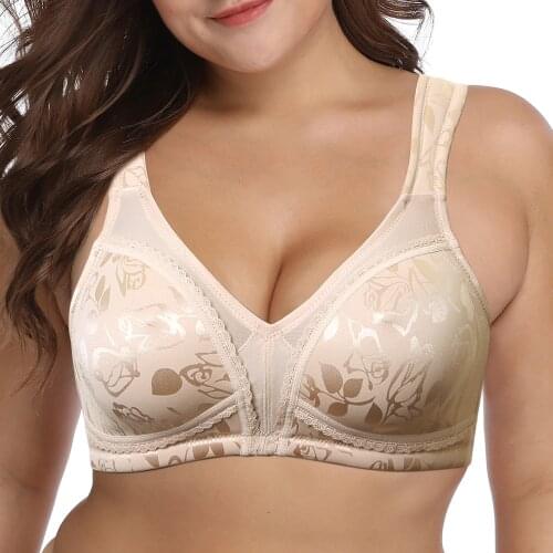 Dropshipping Womens Bras Embroidery Lace Bralette Floral Plus Size Underwear Wireless 34 36 38 40 42 44 46 B C D E F G