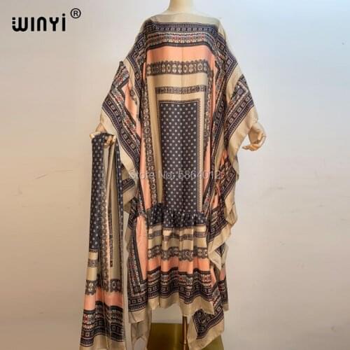 2021 WINYI winter bohemia Elegant Pleated Dress Women Long Sleeve Splicing Stripe Print Female Midi Dress Vestdios