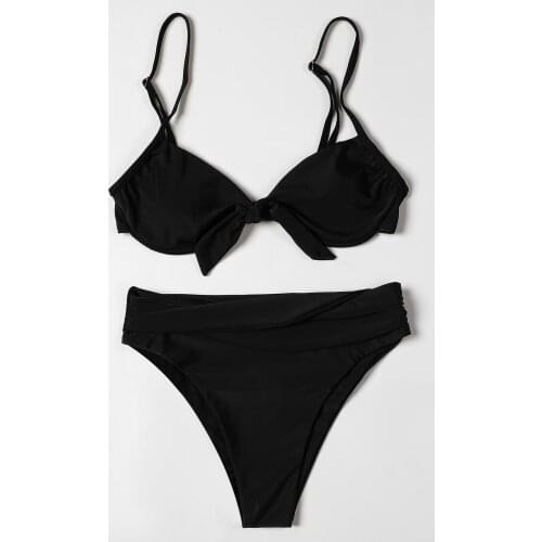 ZTVitality Black Bow High Waist Bikinis Brazilian Sexy Bikini 2021 New Arrival Straps Padded Bra Swimsuit Female Swimwear Women