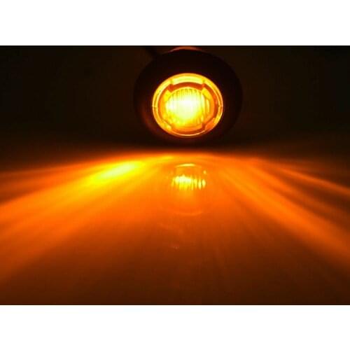 1pcs 3/4" Amber Yellow Small Round Side Marker Lights 3LED Button Lamps Lorry 12V