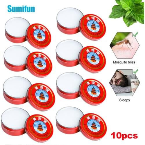 10Pcs White Tiger Balm Cooling Oil Mint Cream Cold Headache Dizziness Relieve Summer Refresh Mosquito Bites Anti Itching Plaster