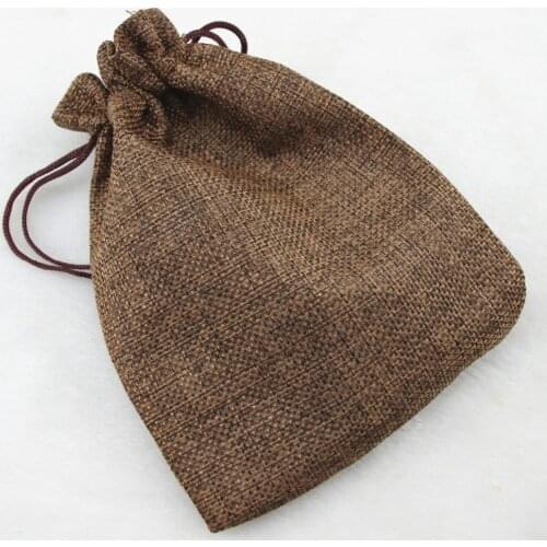 13x18cm10pcs coffee linen jute bag drawstring necklace jewelry package bag gift bag Wedding packaging bag