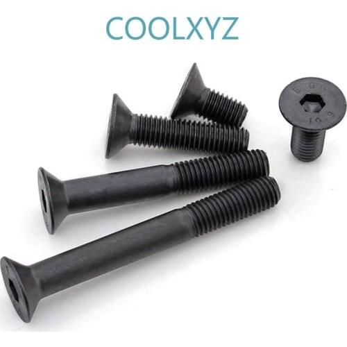 Black Hex socket Flat Head Long Bolts KM DIN79910.9 Level Countersunk Head Hexagon Socket Machine Screw M8 m10 m12 m16 M20 2Pcs