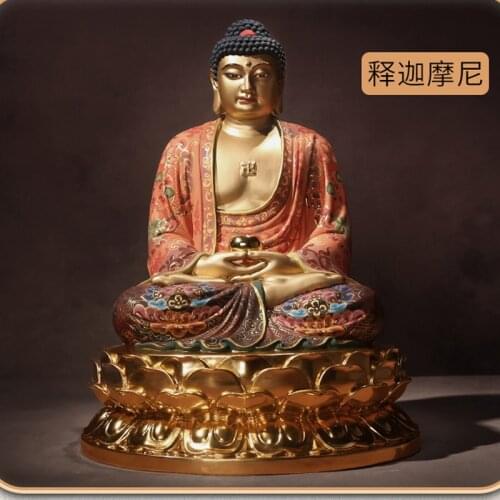 2021 Asia high grade gold-plated holy Sakyamuni Amitabha Buddha statue family bless safe health bring good luck brass statue