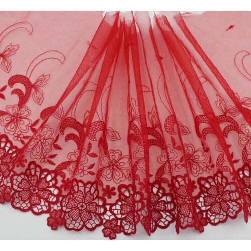 40Yards Vintage Lace Trims Red Embroidered Fabric for DIY Wedding Dress Costume Accessories Home Decor 22cm Wide