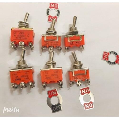 5pcs E-TEN1021 AC 250V 15A 2 Pin DPDT SPST SPDT On/Off 2 3Position Mini Toggle Switch E-TEN1121 1321 1322 E-TEN1122 1221 Orange