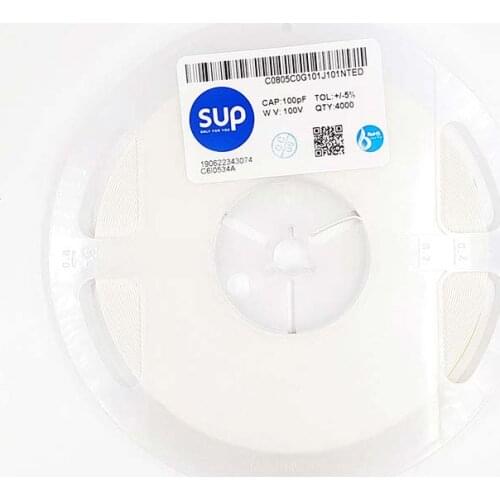 50PCS C0805C0G101J101NTED Chip capacitor 0805 NPO 100pF 100V ±5% Thickness 0.6mm