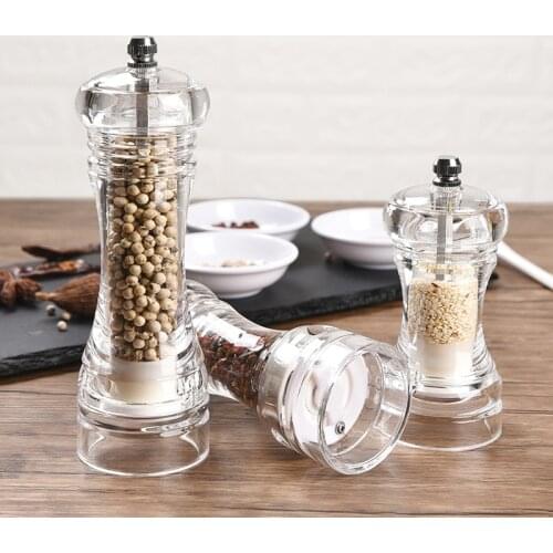 Acrylic Manual Salt Mill Transparent Pepper Grinder Thick Double Touch Cuisine Grind Machine Corrosion Resistant Kitchen Tool