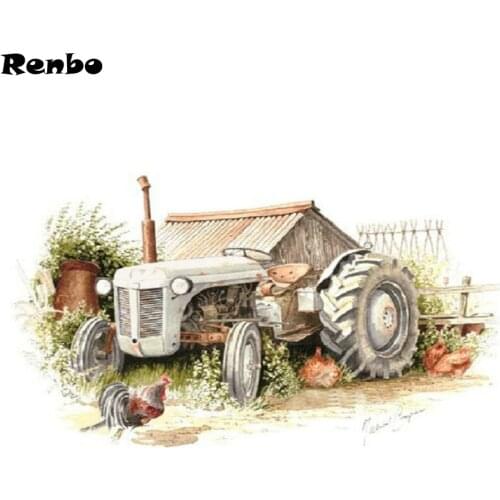 Diamond Painting Farm tractor Hen Picture Of Rhinestones Full Square round Drill Diamond Embroidery diy 5d Cross Stitch kits