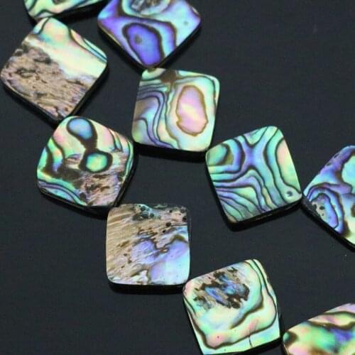 Charms across corners square natural abalone 12mm shell fit diy chain necklace for women loose beads jewelry 16inch B1162-1