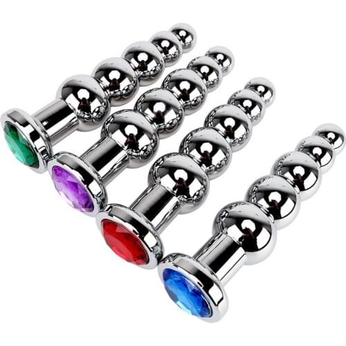 Stainless Steel Prostate Massage Butt Plug Heavy Anus Beads with 5 Balls Sex Toys for Men and Women Gay Metal Anal Plugs