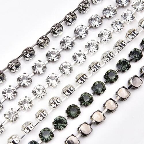 New Glass SS38 8mm Gun Crystal Rhinestone Cupchain Gun Metal Plating Sew-On Wedding Dress Decoration DIY Garment/Shoes/Bags