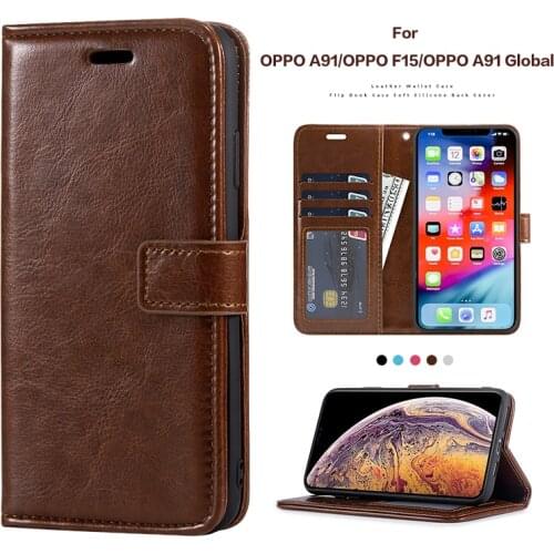 PU Leather Flip Case For OPPO A91 Card Holder Silicone Photo Frame Case Wallet Cover For OPPO F15 OPPO A91 Global Business Case