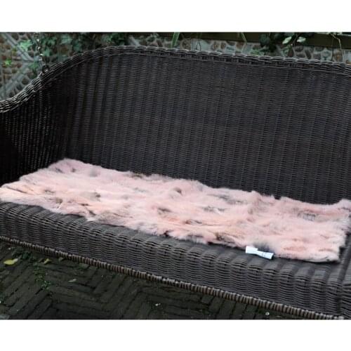 CX-D-18M Small Fur Throw Blanket Bed Towel Real Rabbit Fur Mermaid Blanket Decorative Bedding Sofa Cover