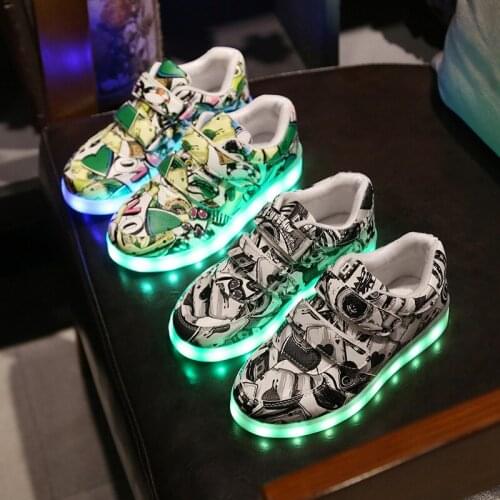 Children Glowing Luminous Sneakers Boys Girls Air Mesh Breathable Shoes Tennis USB Charging LED Light Up Casual Shoes EUR 25-35