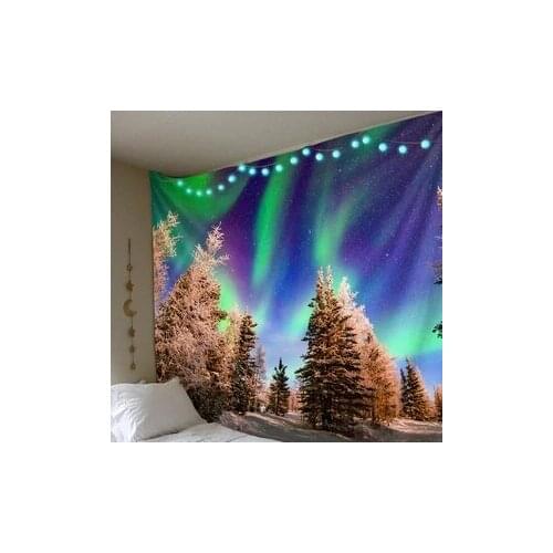 Northern Lights Forest Yoga Tapestry Travel Sleeping Pad Polyester Fabric 3D Printed Wall Hanging Tapestry