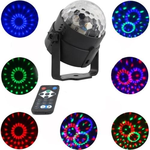 RGB Crystal Stage Light 7 Modes+Sound-Activated Mode+Rotating Speed Control LED Stage Light for Party/Karaoke LED Disco Light
