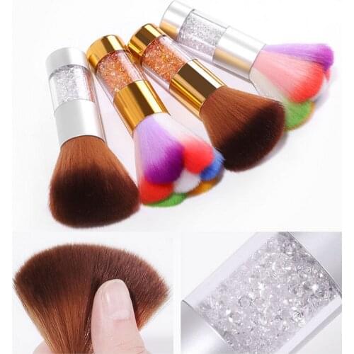 Manicure Tool Dust Brush With Diamond Acrylic Colorful Makeup Brush Multifunctional Cleaning Professional Brush Dust Brush