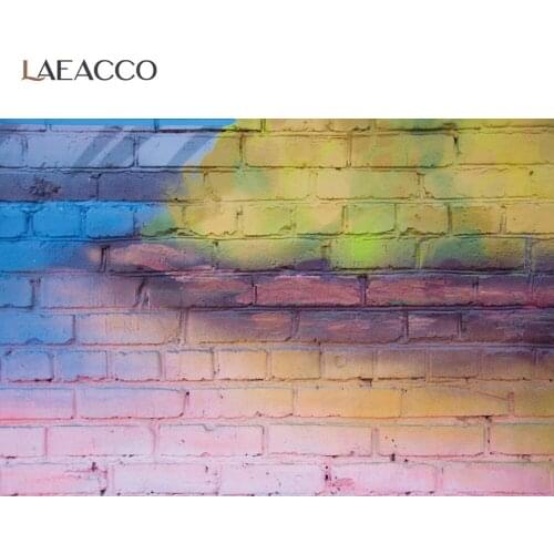 Laeacco Colorful Oil Painting Brick Wall Photography Backdrop Newborn Baby Portrait Pet Toys Photocall Background Photo Studio