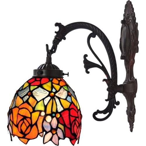 Creative Wall Lamp Led Bedside Light Bedroom Vintage Stained Glass Room Wall Led Light Led Wall Decoration Sconces Wall Lighting