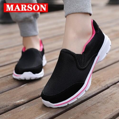 MARSON Womens Casual Flats Shoes Breathable Mesh Sport Women Running Sneakers For Ladies Light Comfortable Outdoor Female