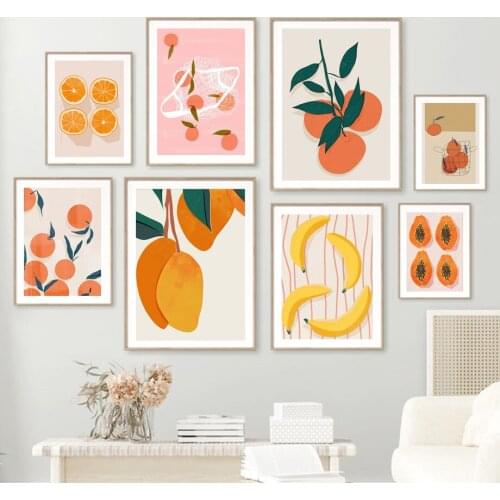 Mango Orange Lemon Fruit Market Wall Art Canvas Painting Nordic Posters Aesthetic And Prints Wall Pictures For Living Room Decor