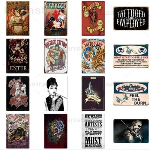 Tattoo Studio Metal Plate Vintage Wall Artist Home Decoration Iron Sign Retro Poster Tin Plaque Sexy Women Picture Iron Plaque
